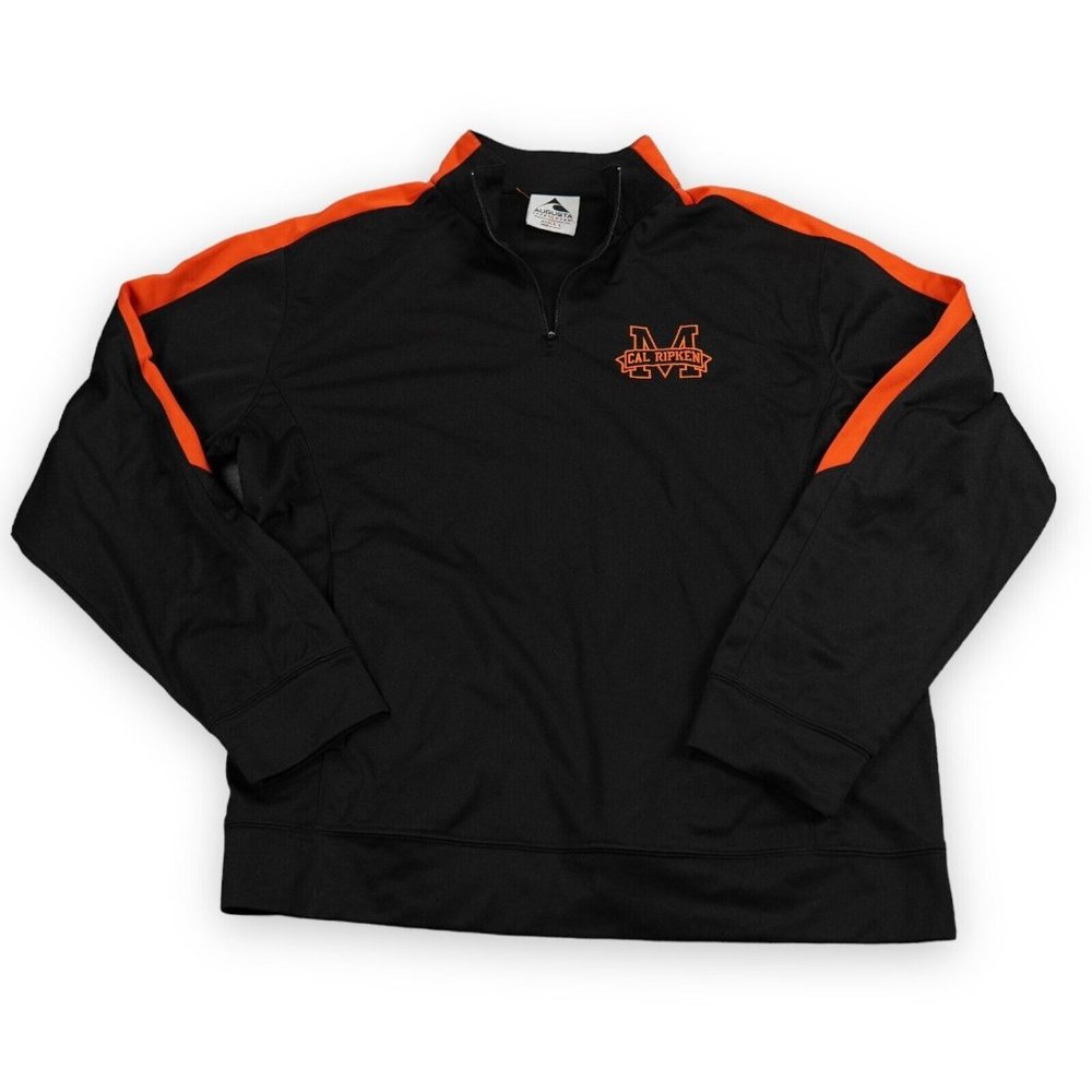 Cal Ripken Jacket Mens Large Black Spell Out Zip Babe Ruth Embroidered Logo